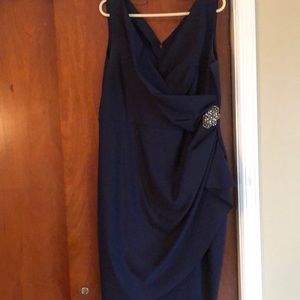 WORN ONCE!! NAVY SATEEN GOWN